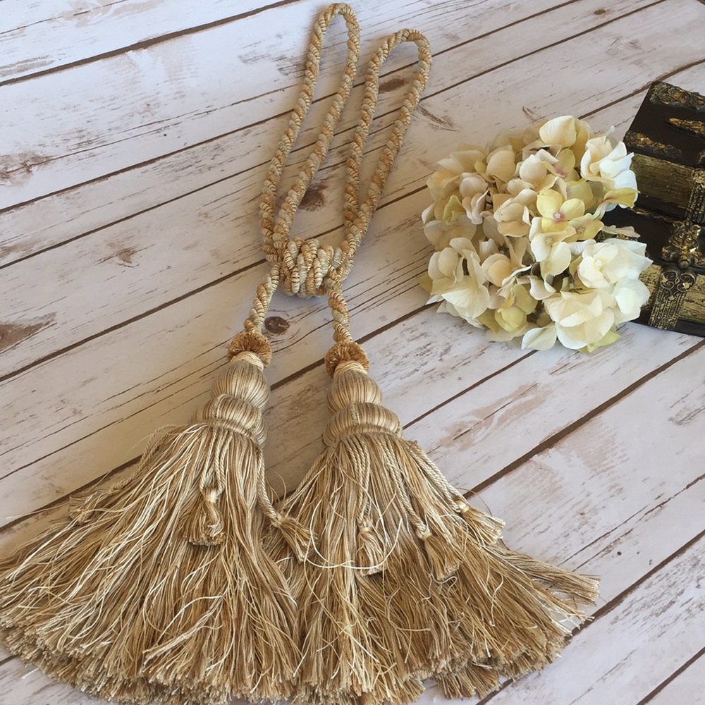 Elegant Tan Tassel Curtain Tiebacks